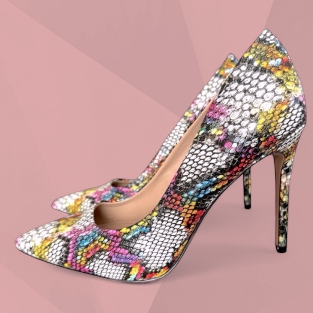 Mix No. 6 Multicolor Snake-Print Pointed Toe Pumps